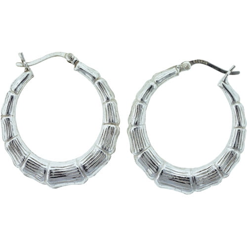 Amazon.com: 925 Sterling Silver Bamboo Hoop Earrings for