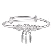 XUEYANG Sterling Silver Bangle Bracelets for Women, Handmade Bracelet for Women, Great Mother Gifts, Mothers Day Gifts (Silver-14)