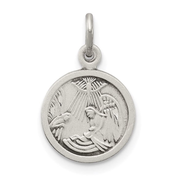 Sterling Silver Baptism Pendant Necklace with Holy Spirit Dove Rays Light Christian Medal for Men or Women Religious Jewelry Symbolizing Faith and Devotion