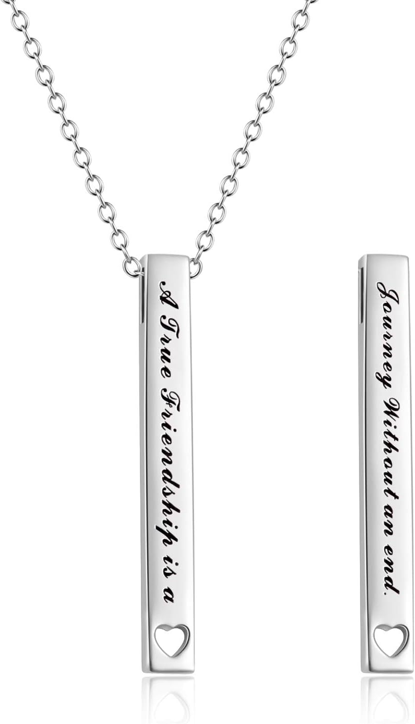 Sterling Silver Bar Necklace - Inspirational Jewelry for Women: Birthday Gifts for Sister, Friends