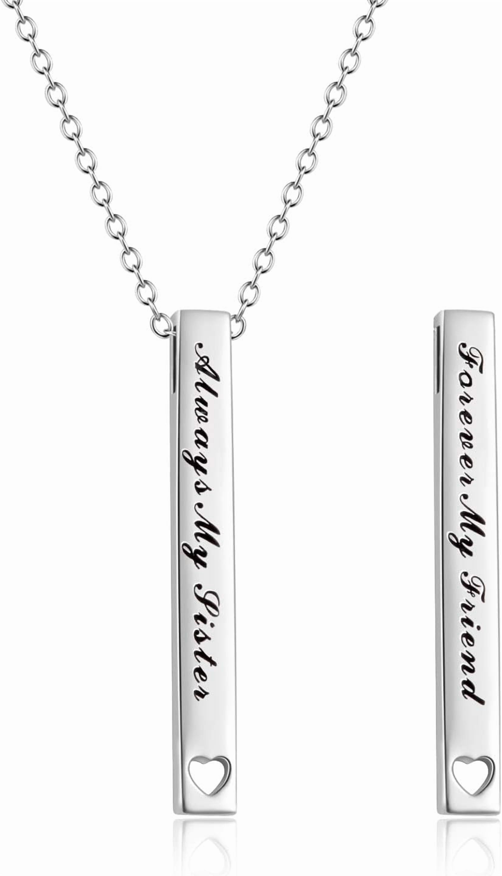 Sterling Silver Bar Necklace - Inspirational Jewelry for Women: Birthday Gifts for Sister, Friends