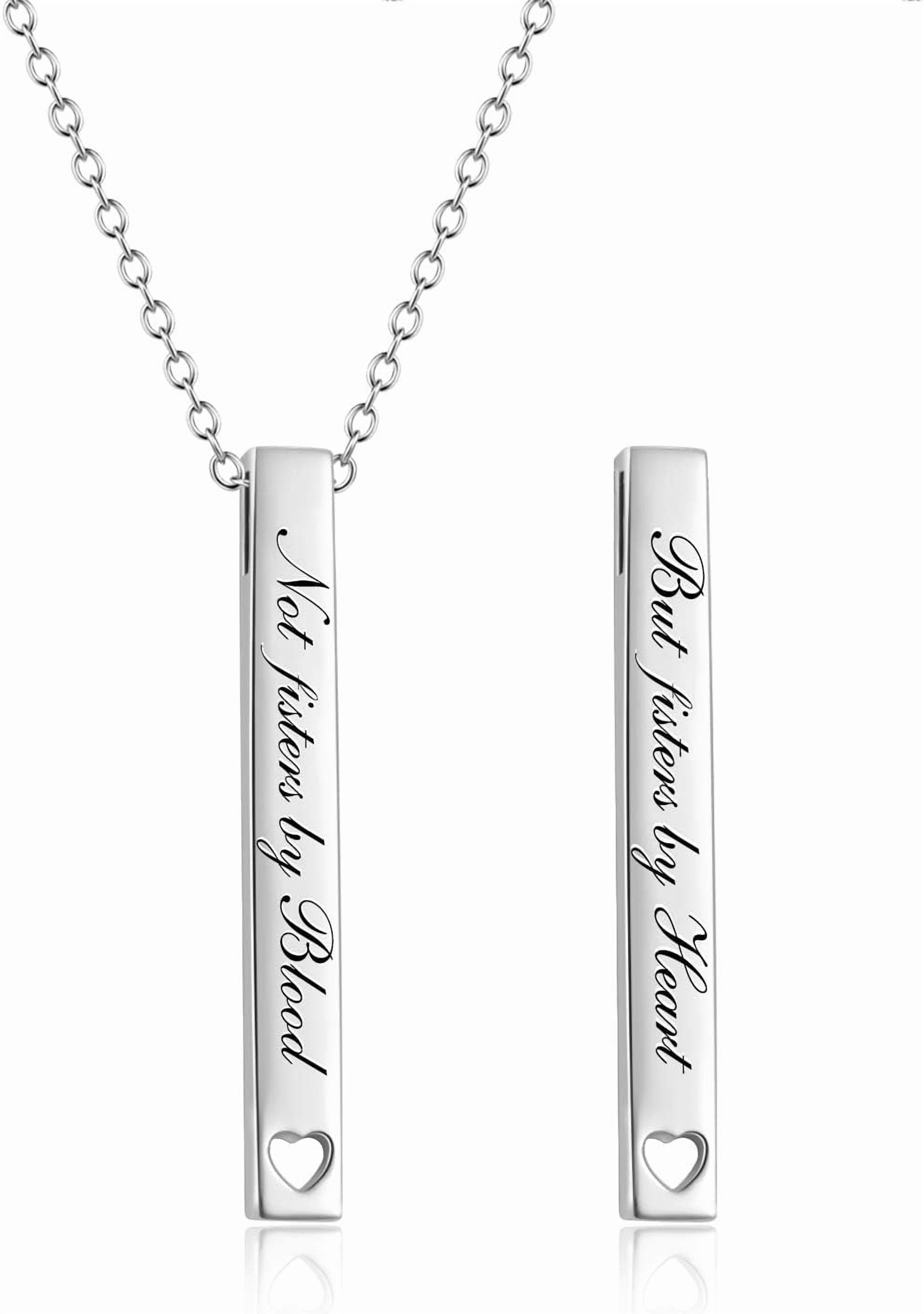 Sterling Silver Bar Necklace - Inspirational Jewelry for Women: Birthday Gifts for Sister, Friends