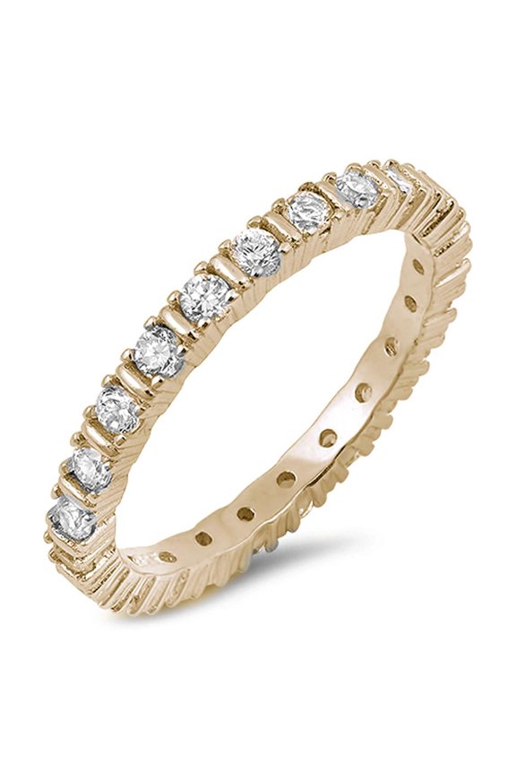 Sterling Silver Bar Set Clear CZ Endless Band Ring Size 10