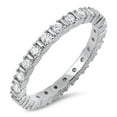 thumbnail image 1 of Sterling Silver Bar Set Clear CZ Endless Band Ring Size 6, 1 of 3