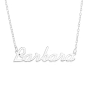 Sterling Silver Barbara Name Pendant on 16-inch Trace Chain - White