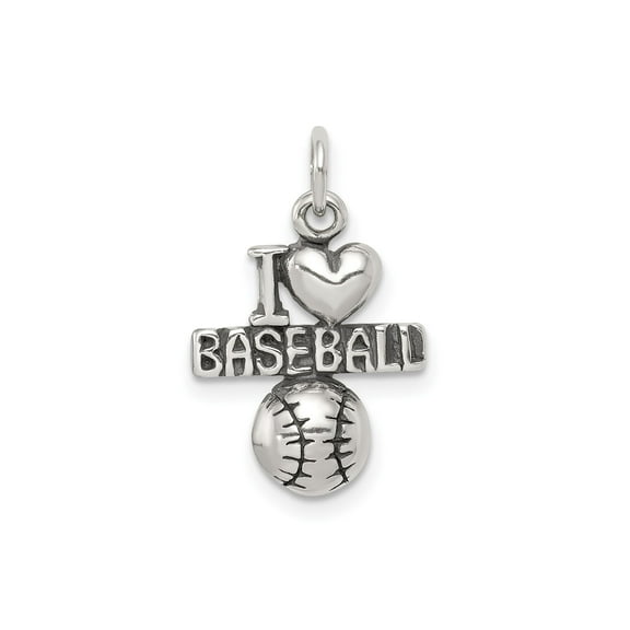 Sterling Silver Baseball Charm Pendant for Necklace or Bracelet, Unisex Sports Jewelry with Heart Design, 925 Silver Fan Token for Athletes, Coaches, and Baseball Lovers
