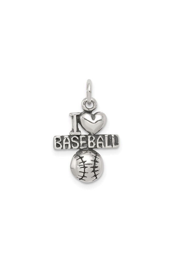 Sterling Silver Baseball Charm Pendant for Necklace or Bracelet, Unisex Sports Jewelry with Heart Design, 925 Silver Fan Token for Athletes, Coaches, and Baseball Lovers