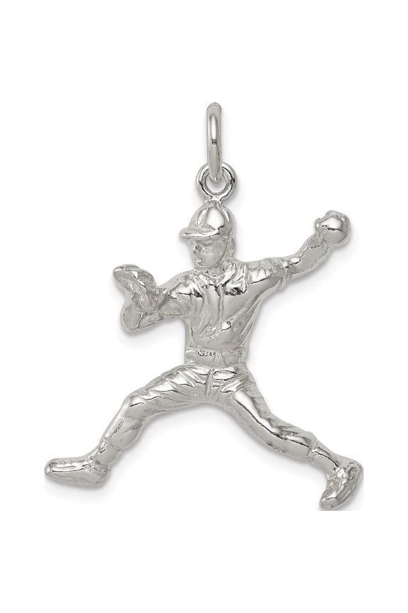 Sterling Silver Baseball Pitcher Charm