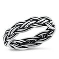 thumbnail image 1 of Sterling Silver Basket Weave Ring 925 Oxidized Rope Band Jewelry Female Male Unisex Size 5, 1 of 4