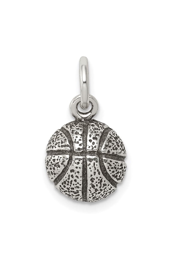 Sterling Silver Basketball Charm Pendant for Necklace or Bracelet, Textured Sports Jewelry for Men and Women, Symbol of Teamwork and Athletic Passion, Unisex 925 Silver Accessory