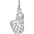 thumbnail image 1 of Sterling Silver Basketball In Hoop Charm (22 X 10) Made India qc7132, 1 of 3