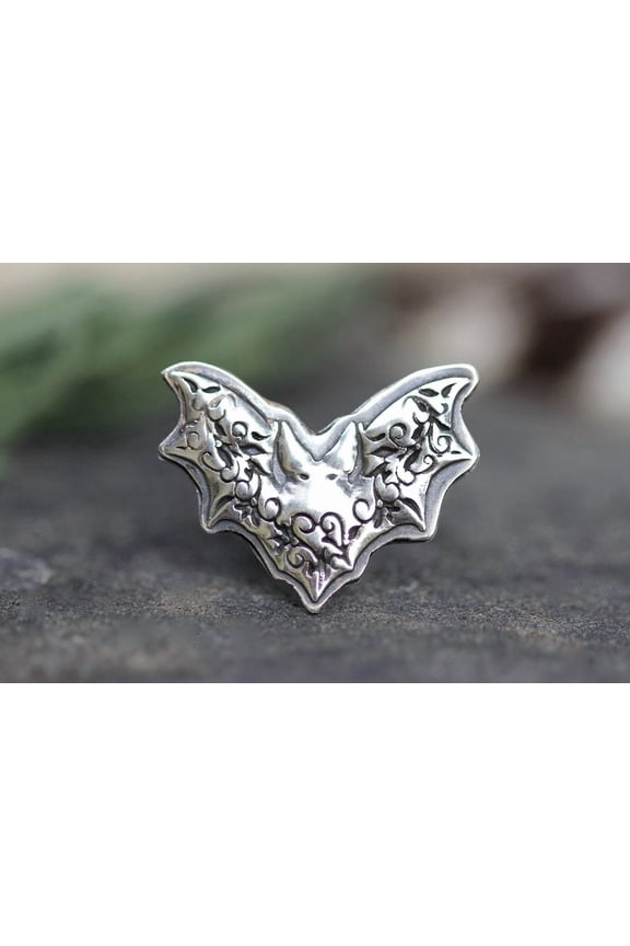 Sterling Silver Bat Ring Durable Silver Finish | Unique Gothic Style Ring With Fine Detailing, Halloween Statement Jewelry