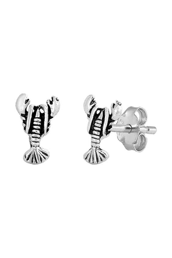 Sterling Silver Beach Lobster Crawfish Crustacean Animal Ocean Earrings 925 New Jewelry Female