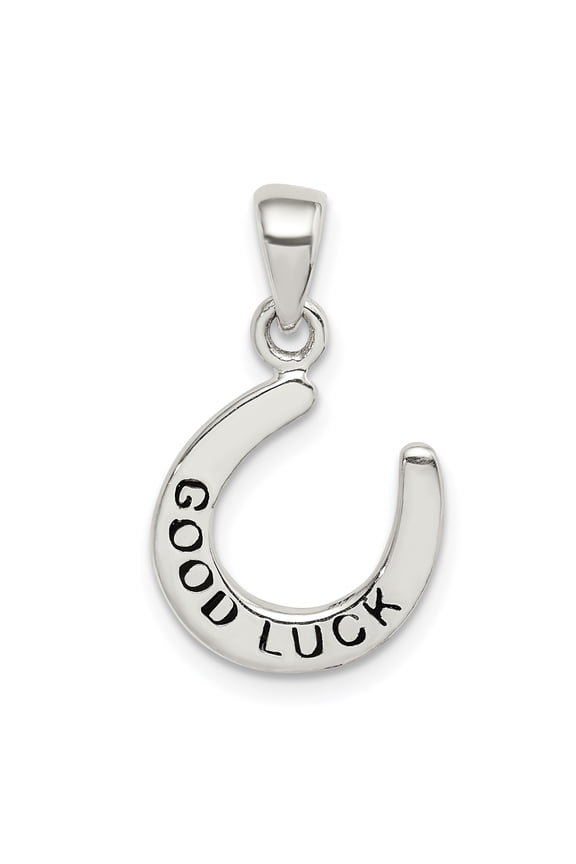 Sterling Silver Enamel Good Luck Horse Shoe Pendant QC9552
