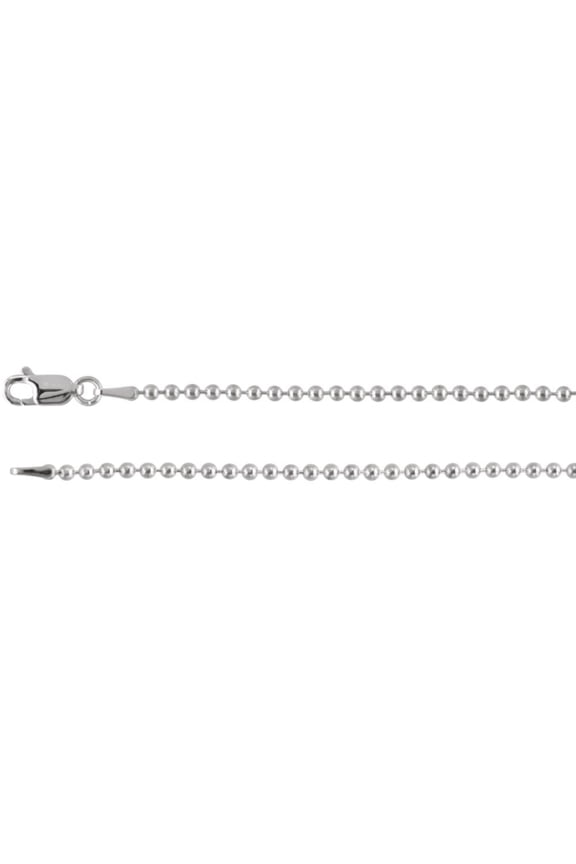 Sterling Silver Bead Chain Necklace 30 Inch