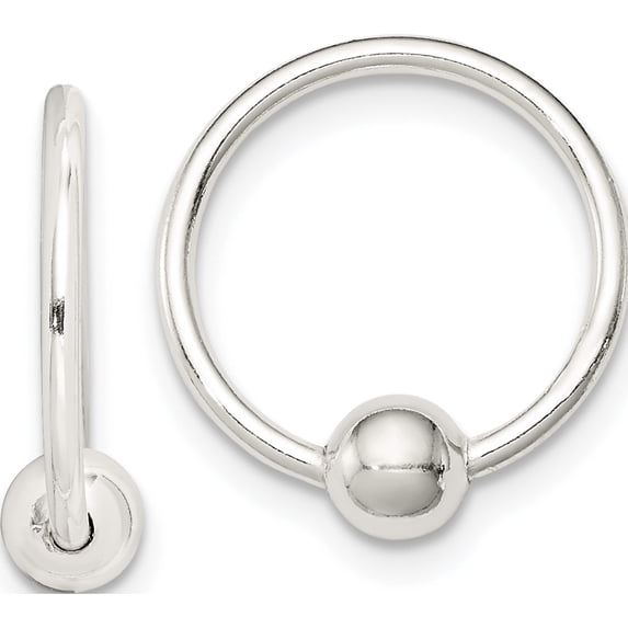 Sterling Silver Bead Endless Hoop Earrings (15 X 15) Made In India qe1855