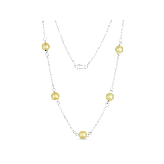 Sterling Silver Bead Station Necklace, 18"