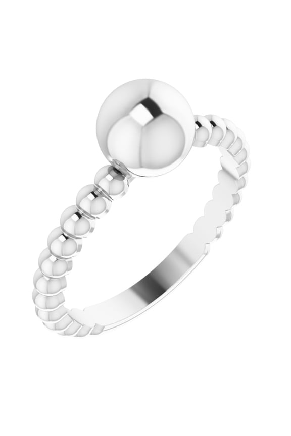 Sterling Silver Beaded Ball Metal Fashion Ring Fine Jewelry For Women Gifts For Her, Size 7