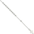 thumbnail image 1 of Sterling Silver Beaded Cross Bracelet (7.5 X 0.125) Made In India qg4950-7.5, 1 of 5