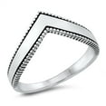thumbnail image 1 of Sterling Silver Beaded Edge V Shape Ring Size 9, 1 of 3