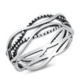 thumbnail image 1 of Sterling Silver Beaded Intertwined Band Ring Size 4, 1 of 3