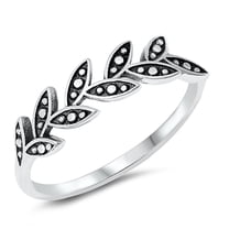 Sterling Silver Beaded Leaves Ring Size 4