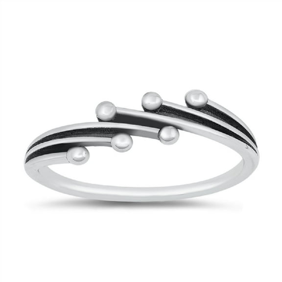Sterling Silver Beaded Patterns Women Ring Size 4