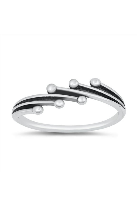 Sterling Silver Beaded Patterns Women Ring Size 9