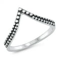 thumbnail image 1 of Sterling Silver Beaded V Shape Ring Size 8, 1 of 3