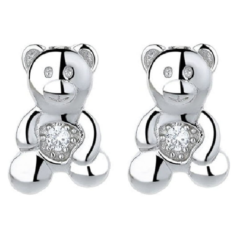 Silver bear earrings new arrivals