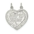thumbnail image 1 of 925 Sterling Silver Solid Polished Reversible Best Friend 2-Piece Break Apart Love Heart Charm 26x11mm Wide Pendant Neck, 1 of 2