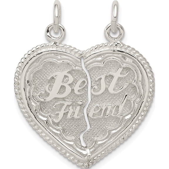 Sterling Silver Best Friend 2-piece break apart Heart Charm Solid Casted Polished Unique Ethereal Alluring Celebrate milestones with style and brilliance