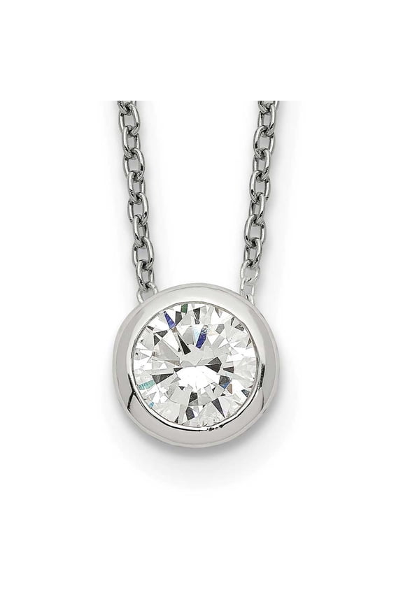 Sterling Silver Bezel 8mm CZ Necklace