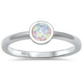 thumbnail image 1 of Sterling Silver Bezel Set White Synthetic Opal Simple Ring Size 6, 1 of 3