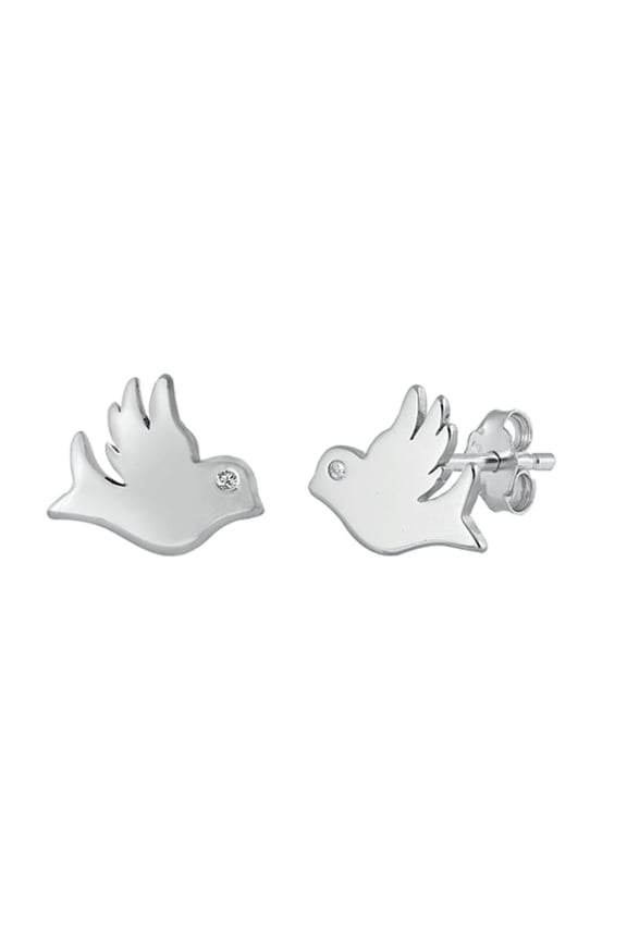 Sterling Silver Bird Animal High Polish Sparrow Fly Earrings 925 New Jewelry Female Unisex