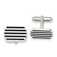 thumbnail image 1 of Sterling Silver Black 5 Stripe Enamel Cuff Link, 1 of 2