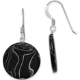 thumbnail image 1 of Sterling Silver Black Agate Dangle Disc Earrings (41 X 20) Made In Thailand qe7621, 1 of 5