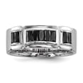 thumbnail image 1 of Sterling Silver Black CZ Grooved Ring Size 9, 1 of 1