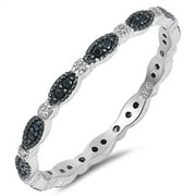 LARASO & CO Sterling Silver Black CZ Wedding Band for Women Size 10