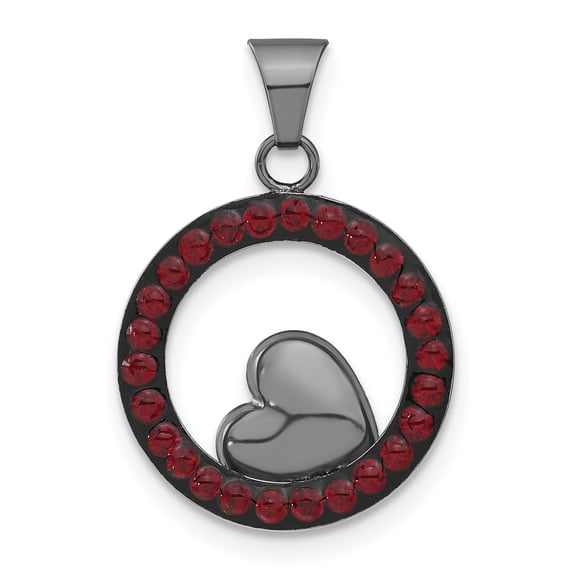 Sterling Silver Black Ceramic Swarovski Elements Heart Circle Pendant, Pendants for Necklace