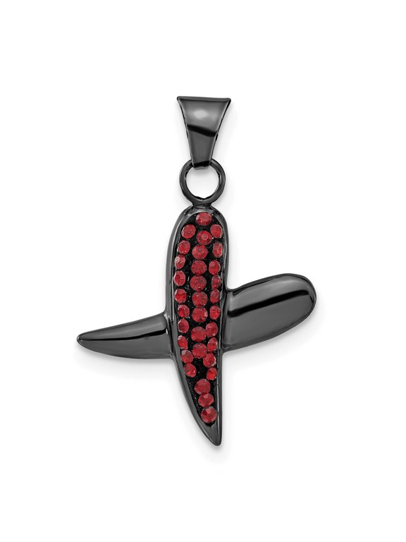 Sterling Silver Black Ceramic Red Swarovski Elements X Pendant, Pendants for Necklace