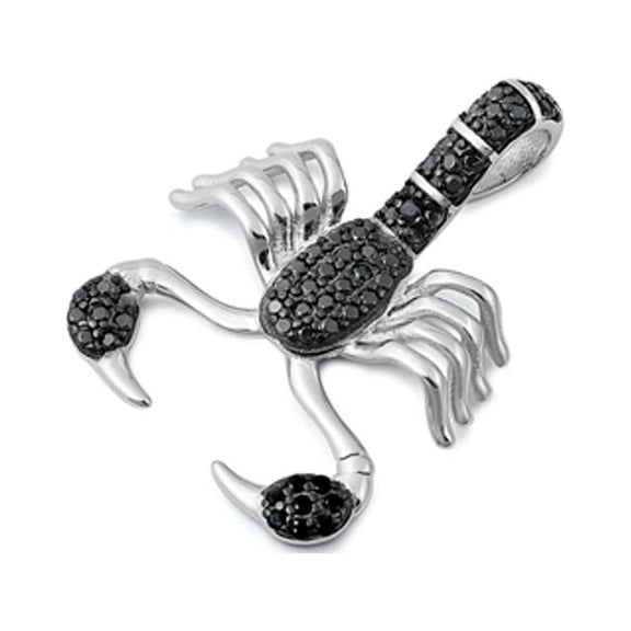 Sterling Silver Black Cubic Zirconia Lobster Pendant Ocean Sea Beach Charm 925 New Jewelry Female