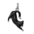 thumbnail image 1 of Sterling Silver Black Enamel Cat Charm Pendant, 1 of 4