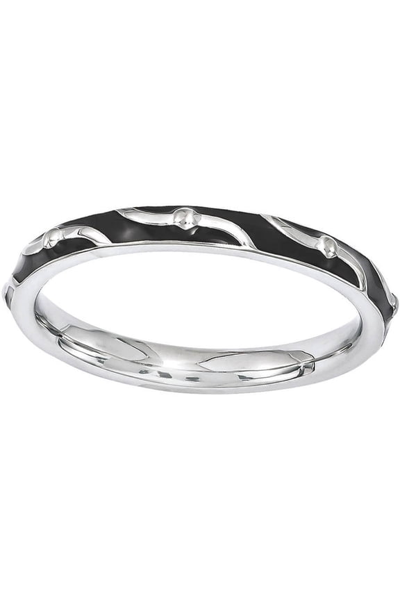 Sterling Silver Black Enamel Ring