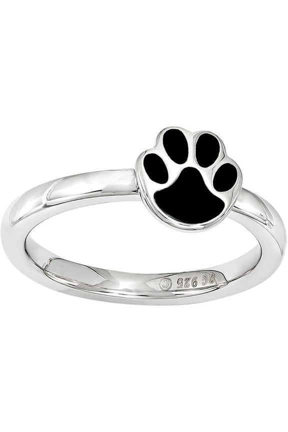 Sterling Silver Black Enamel Ring