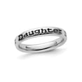 thumbnail image 1 of Gem & Harmony Sterling Silver Black Enameled Daughter Band Ring for Women, 1 of 5