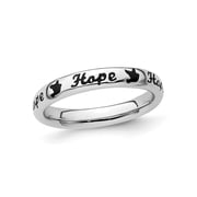 Gem & Harmony Sterling Silver Black Enameled Hope Band Ring for Women