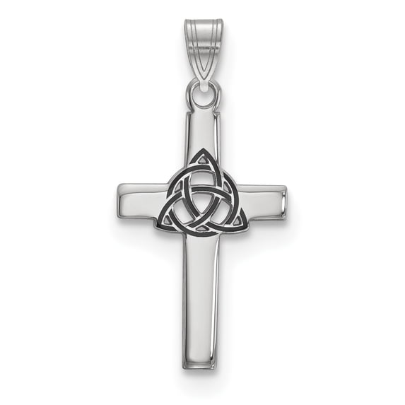Sterling Silver Black Enameled Trilogy Cross Charm Pendant