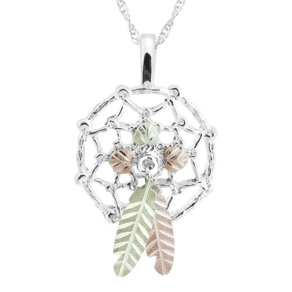Sterling Silver Black Hills Gold Dreamcatcher Pendant