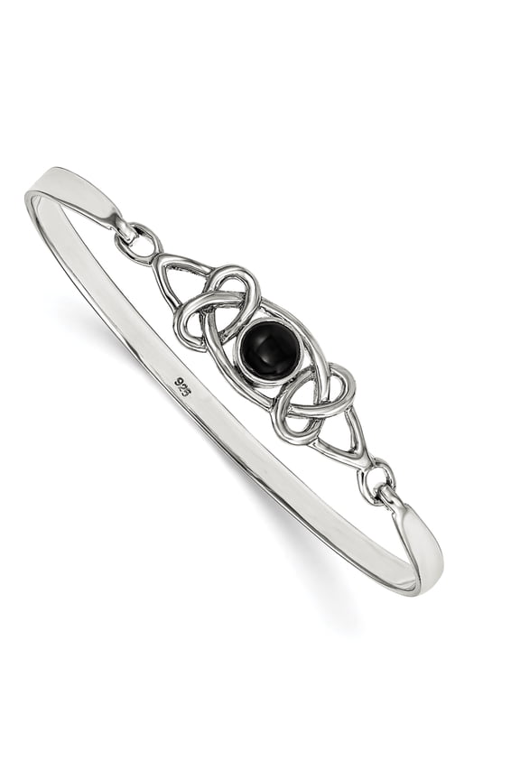 Sterling Silver Black Onyx Flexible Bangle Bracelet
